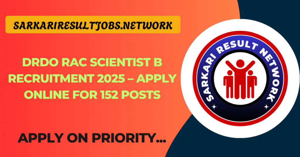 DRDO RAC Scientist B Recruitment 2025