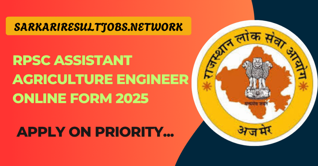 RPSC Assistant Agriculture Engineer Online Form 2025