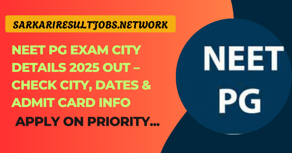 NEET PG Exam City Details