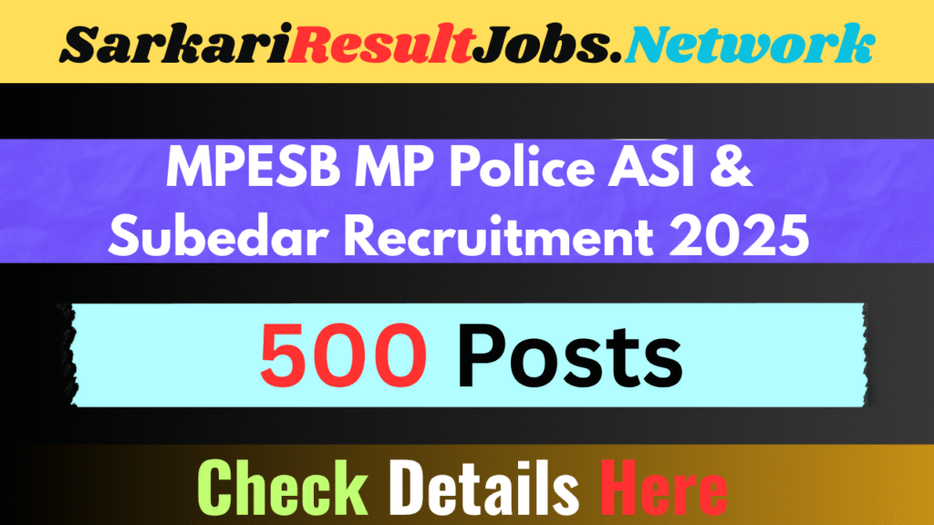 MPESB MP Police ASI & Subedar Recruitment 2025